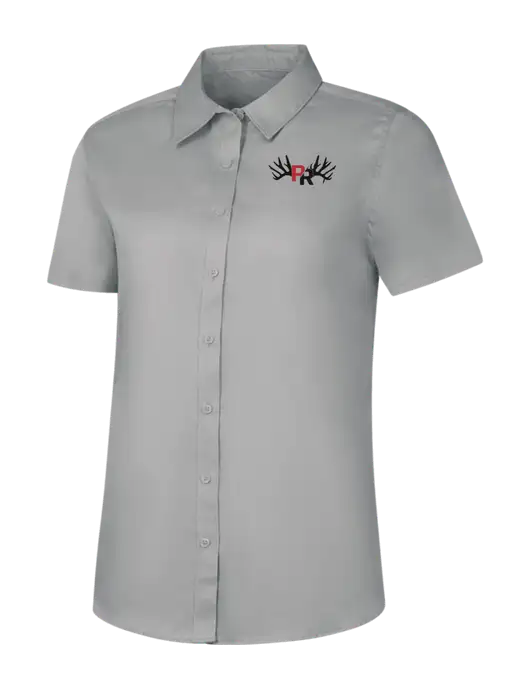 Womens Light Grey Short Sleeve Superpro React Twill Shirt w/Pennington Ranch Logo