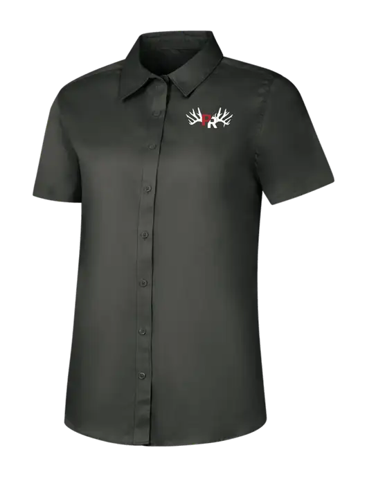 Womens Dark Grey Short Sleeve Superpro React Twill Shirt w/Pennington Ranch Logo