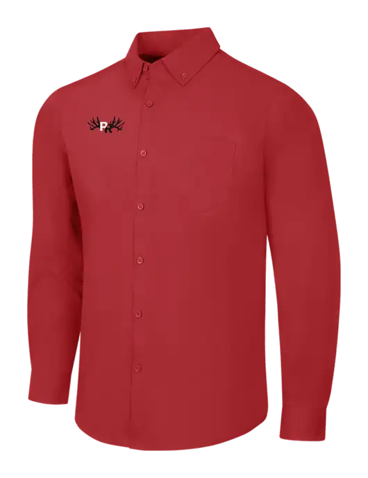 Red Long Sleeve Carefree Poplin Shirt w/Pennington Ranch Logo