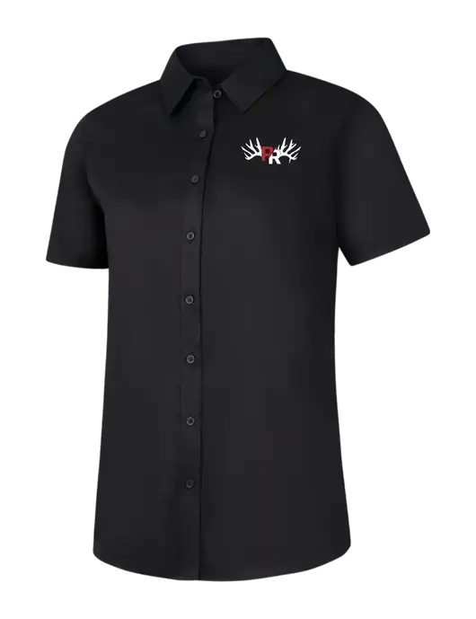Womens Black Short Sleeve Superpro React Twill Shirt w/Pennington Ranch Logo