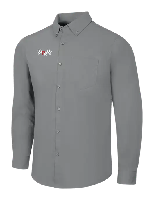 Medium Grey Long Sleeve Carefree Poplin Shirt w/Pennington Ranch Logo
