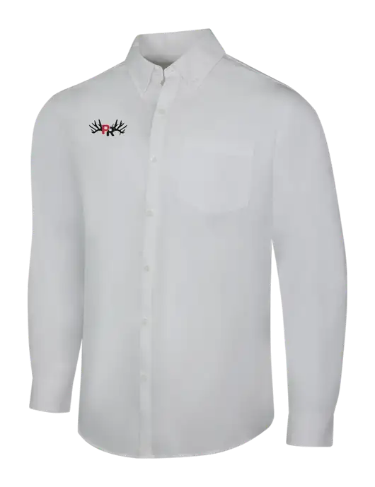White Long Sleeve Carefree Poplin Shirt w/Pennington Ranch Logo