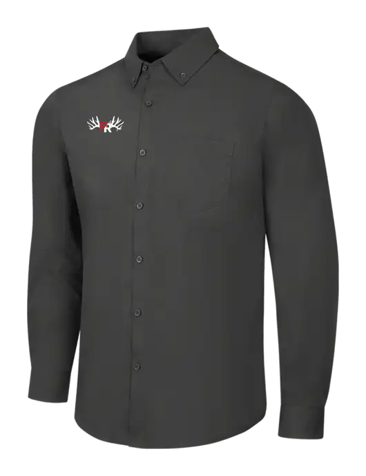 Dark Grey Long Sleeve Carefree Poplin Shirt w/Pennington Ranch Logo