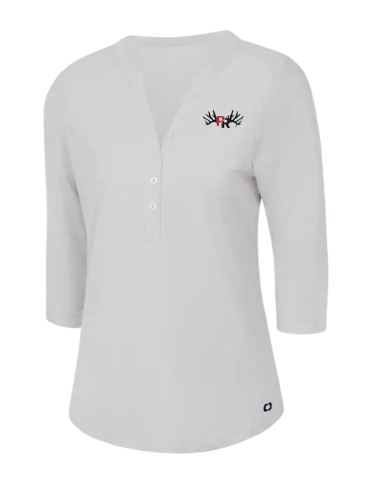 OGIO Bright White Jewel Henley w/Pennington Ranch Logo
