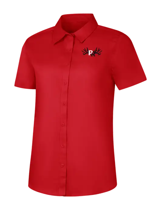 Womens Red Short Sleeve Superpro React Twill Shirt w/Pennington Ranch Logo
