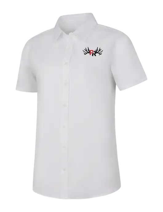 Womens White Short Sleeve Superpro React Twill Shirt w/Pennington Ranch Logo