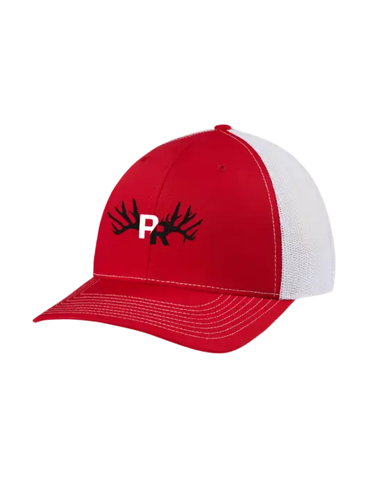 Richardson Adjustable Snapback Original 112 Trucker Cap Red w/White Mesh w/Pennington Ranch Logo
