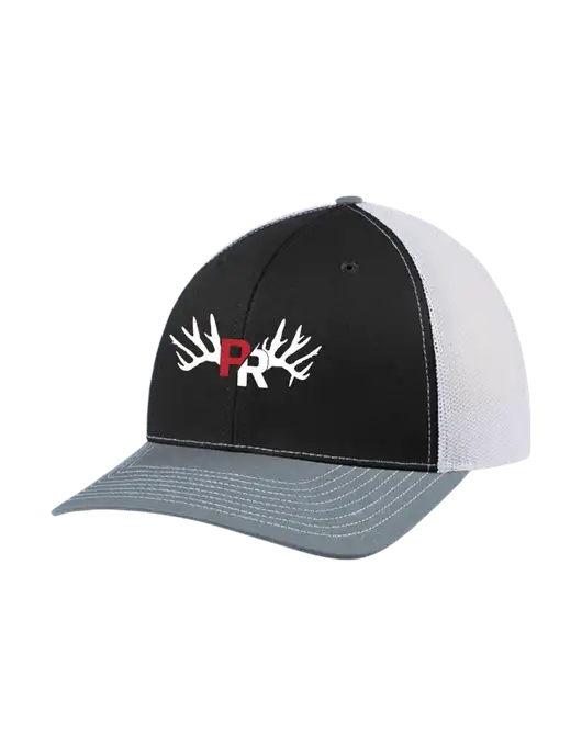 Richardson Adjustable Snapback Original 112 Trucker Cap Black/Light Heather Grey/White Mesh w/Pennington Ranch Logo