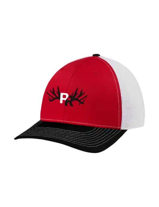 Richardson Adjustable Snapback Original 112 Trucker Cap Black/Red/White Mesh w/Pennington Ranch Logo