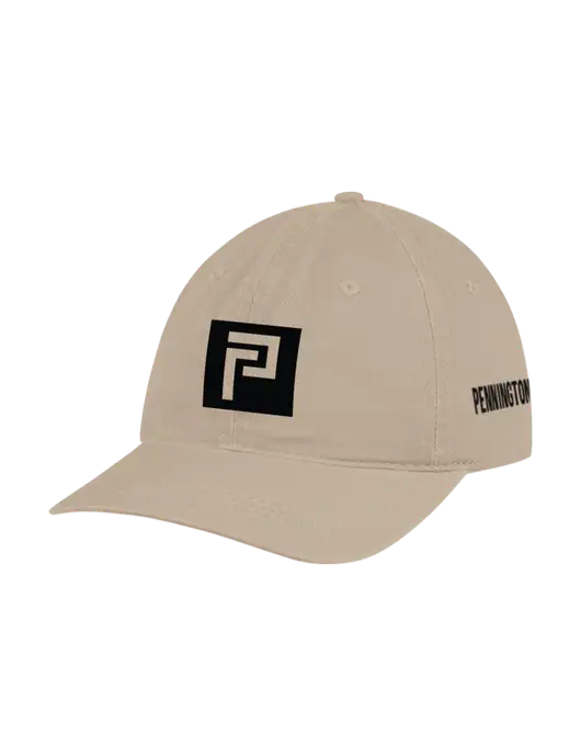 Garment Washed Unstructured Twill Tan Cap w/Pennington Icon Logo, Pennington Logo