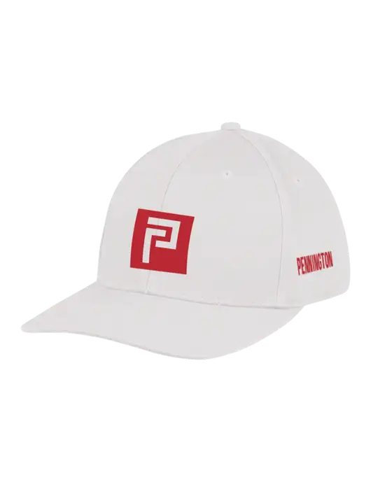 Premium Modern Structured Twill White Snapback Cap w/Pennington Icon Logo, Pennington Logo