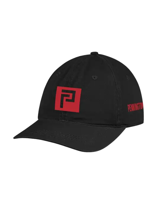 Garment Washed Unstructured Twill Black Cap w/Pennington Icon Logo, Pennington Logo