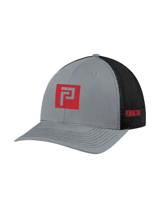 Richardson Adjustable Snapback Original 112 Trucker Cap Heather Grey w/Black Mesh w/Pennington Icon Logo, Pennington Logo
