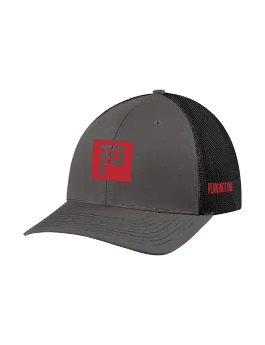 Richardson Adjustable Snapback Original 112 Trucker Cap Dark Grey w/Black Mesh w/Pennington Icon Logo, Pennington Logo