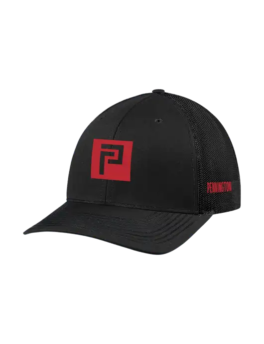 Richardson Adjustable Snapback Original 112 Trucker Cap Black w/Black Mesh w/Pennington Icon Logo, Pennington Logo
