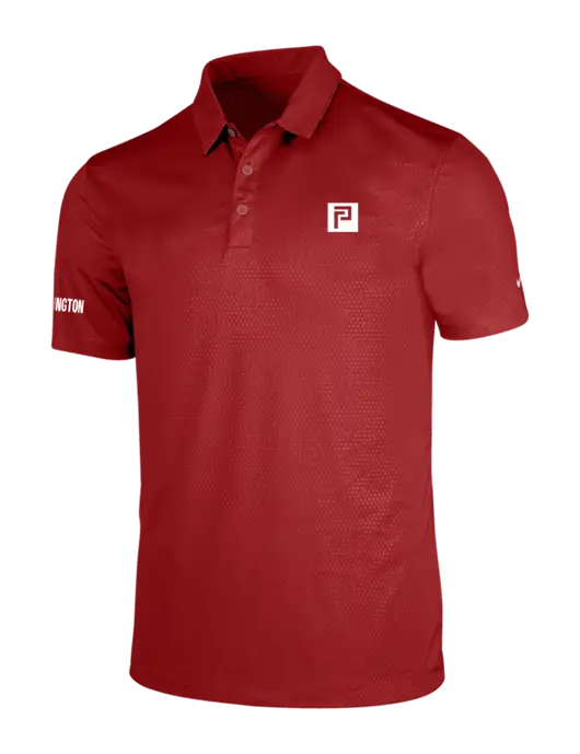 NIKE Red Dri-Fit Embossed Tri-Blade Polo w/Pennington Icon Logo, Pennington Logo