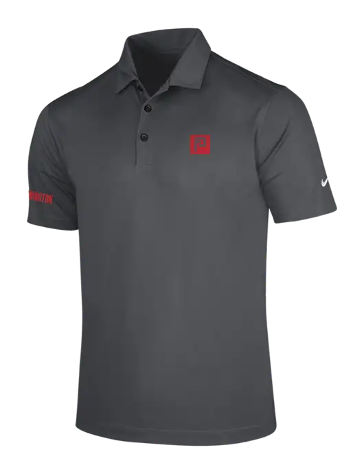 NIKE Dark Grey Dri-Fit Vertical Mesh Polo w/Pennington Icon Logo, Pennington Logo