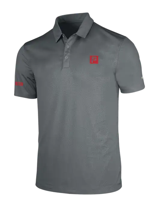 NIKE Medium Grey Dri-Fit Embossed Tri-Blade Polo w/Pennington Icon Logo, Pennington Logo