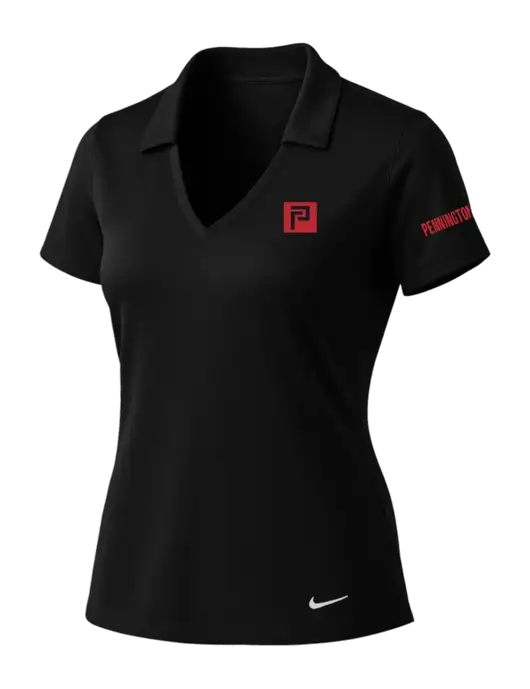 NIKE Black Womens Dri-Fit Vertical Mesh Polo w/Pennington Icon Logo, Pennington Logo