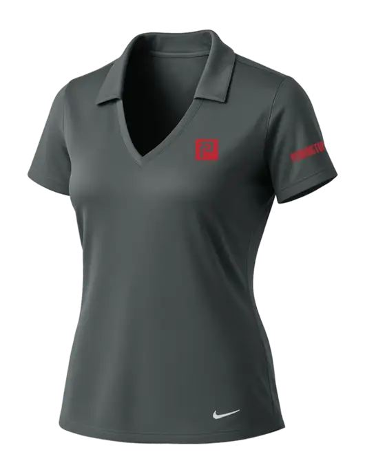 NIKE Dark Grey Womens Dri-Fit Vertical Mesh Polo w/Pennington Icon Logo, Pennington Logo