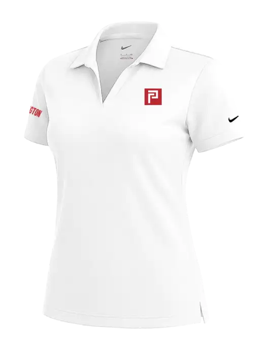 NIKE White Womens Dri-Fit Micro Pique Polo w/Pennington Icon Logo, Pennington Logo