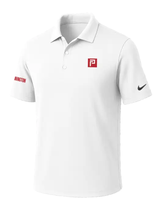 NIKE White Dri-Fit Micro Pique Polo w/Pennington Icon Logo, Pennington Logo