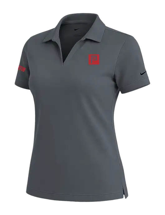 NIKE Dark Grey Womens Dri-Fit Micro Pique Polo w/Pennington Icon Logo, Pennington Logo