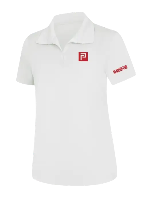 Womens White Micropique Sport-Wick Polo w/Pennington Icon Logo, Pennington Logo