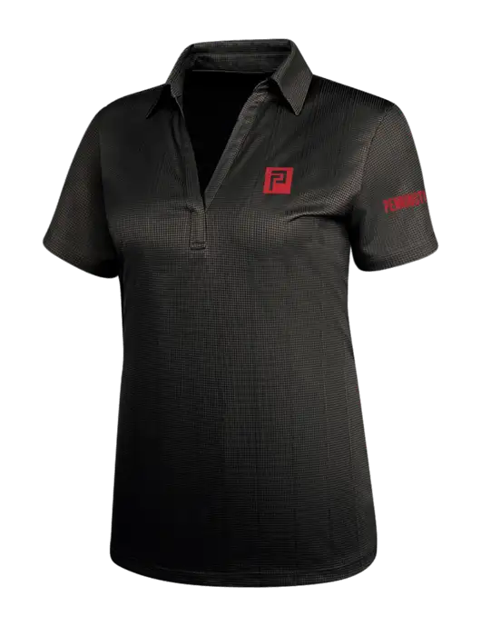 Black Womens Performance Fine Jacquard Polo w/Pennington Icon Logo, Pennington Logo