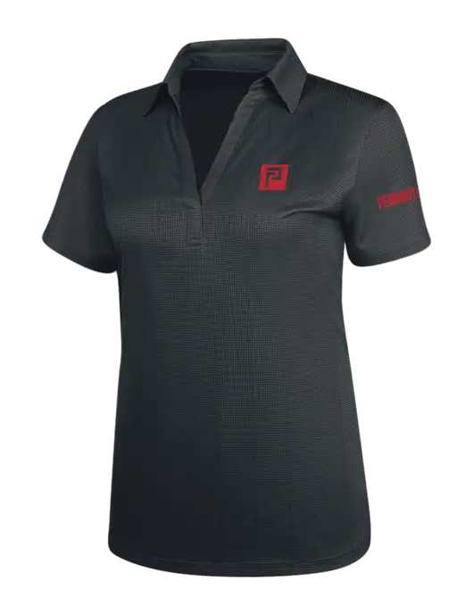 Dark Grey Womens Performance Fine Jacquard Polo w/Pennington Icon Logo, Pennington Logo