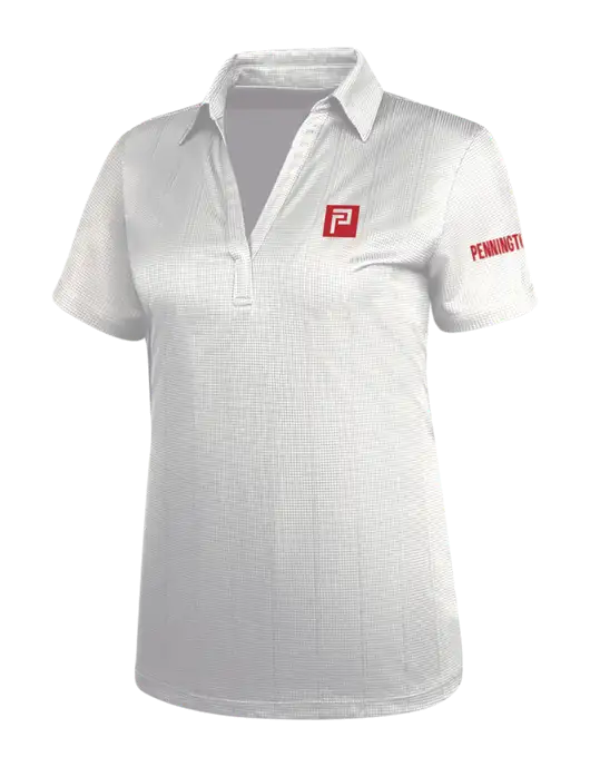 White Womens Performance Fine Jacquard Polo w/Pennington Icon Logo, Pennington Logo