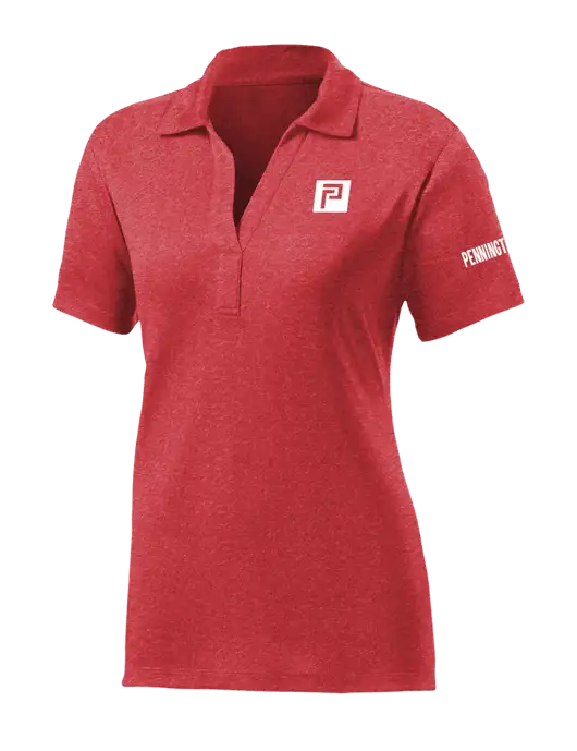 Womens Red Heather Contender Polo w/Pennington Icon Logo, Pennington Logo
