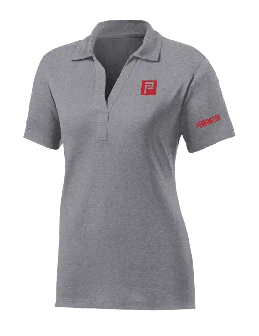 Womens Medium Grey Heather Contender Polo w/Pennington Icon Logo, Pennington Logo