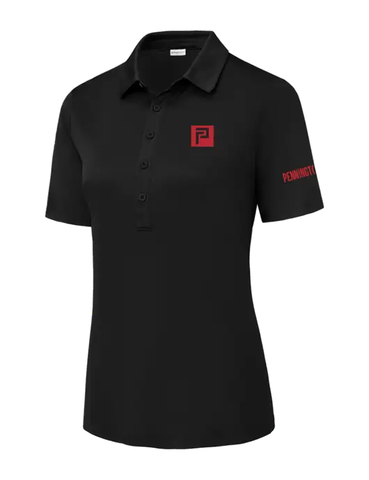 Black Womens Posi-UV Pro Polo w/Pennington Icon Logo, Pennington Logo