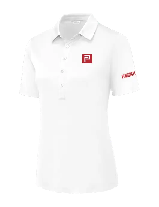White Womens Posi-UV Pro Polo w/Pennington Icon Logo, Pennington Logo