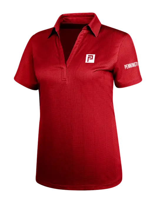 Red Womens Performance Fine Jacquard Polo w/Pennington Icon Logo, Pennington Logo