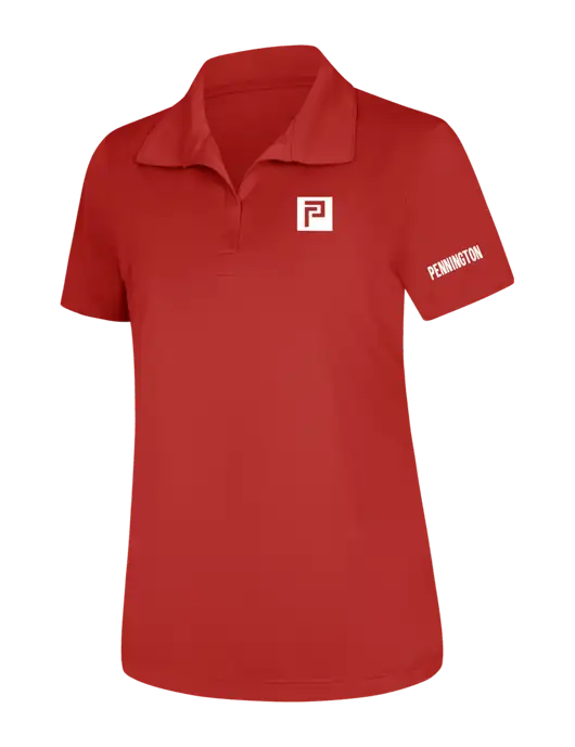 Womens Red Micropique Sport-Wick Polo w/Pennington Icon Logo, Pennington Logo