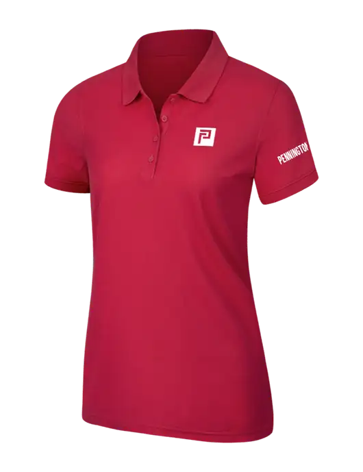 Red Womens Core Classic Pique Polo w/Pennington Icon Logo, Pennington Logo