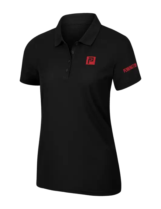 Womens Black Core Classic Pique Polo w/Pennington Icon Logo, Pennington Logo