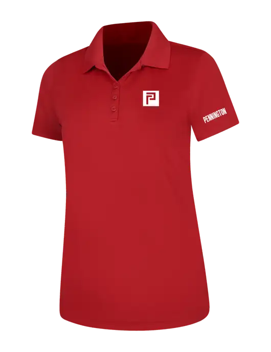 Red Womens Dry Zone UV Mesh Polo w/Pennington Icon Logo, Pennington Logo