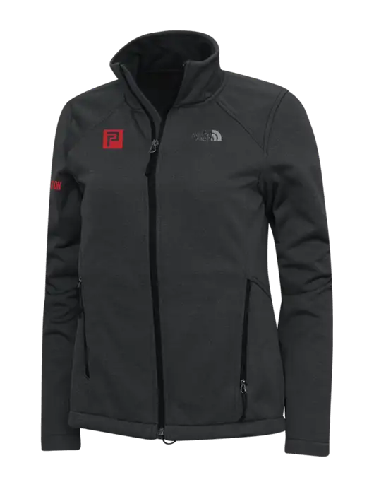North Face Dark Grey Heather Womens Ridgewall Soft Shell Jacket w/Pennington Icon Logo, Pennington Logo
