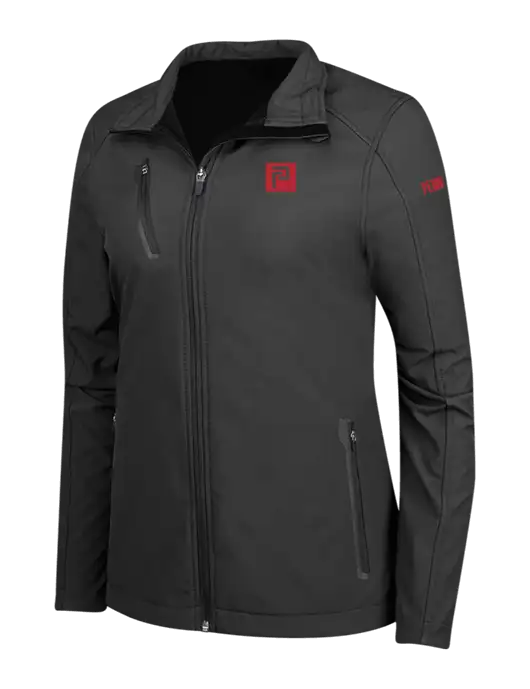 Black Womens Welded Softshell Jacket w/Pennington Icon Logo, Pennington Logo