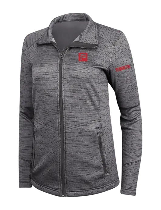 Womens Dark Grey Digi Stripe Fleece Jacket w/Pennington Icon Logo, Pennington Logo