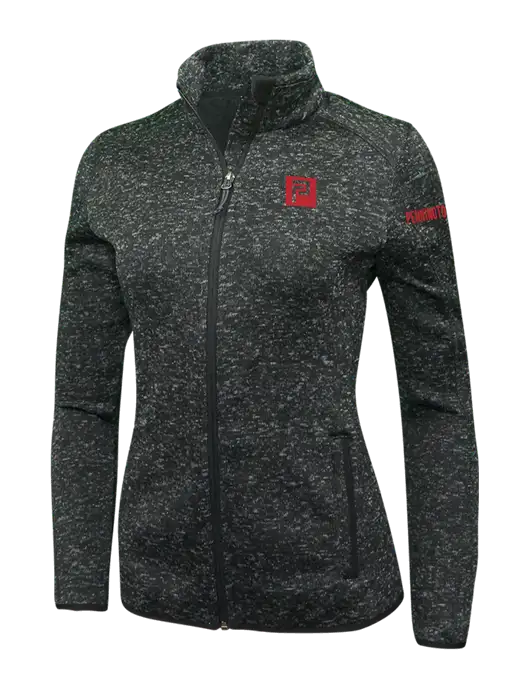 Black Heather Womens Sweater Fleece Jacket w/Pennington Icon Logo, Pennington Logo