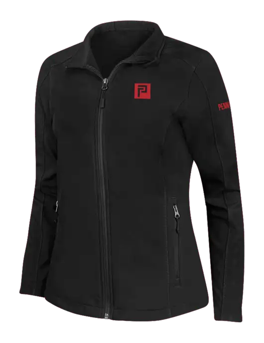 Black Womens Core Soft Shell Jacket w/Pennington Icon Logo, Pennington Logo