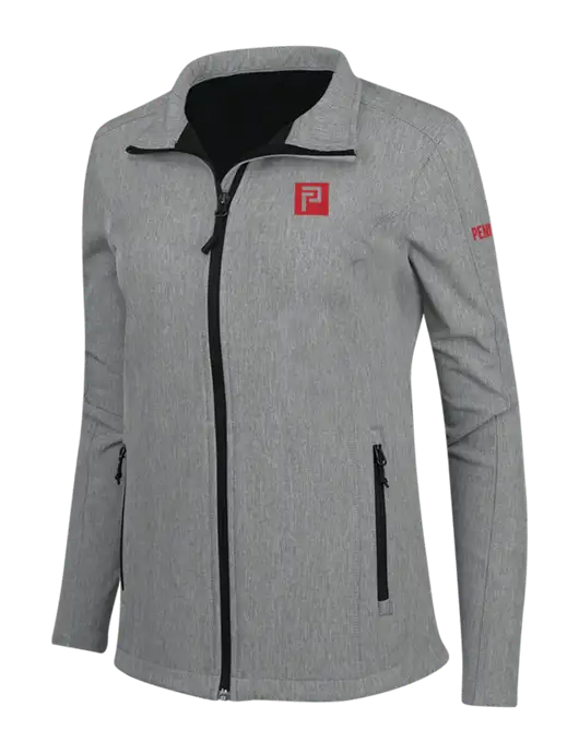 Medium Grey Heather Womens Core Soft Shell Jacket w/Pennington Icon Logo, Pennington Logo