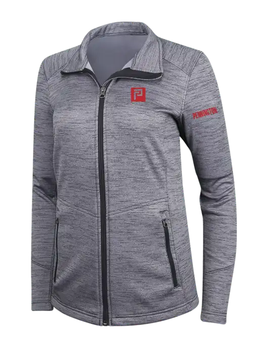 Medium Grey Womens Digi Stripe Fleece Jacket w/Pennington Icon Logo, Pennington Logo
