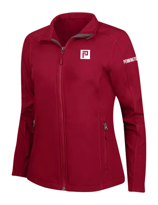 Red Womens Core Soft Shell Jacket w/Pennington Icon Logo, Pennington Logo