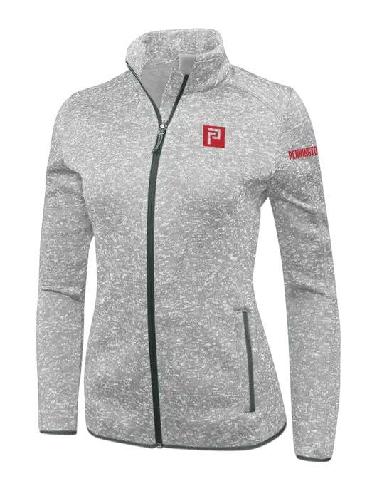 Grey Heather Womens Sweater Fleece Jacket w/Pennington Icon Logo, Pennington Logo