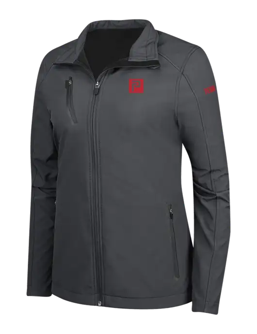 Dark Grey Womens Welded Softshell Jacket w/Pennington Icon Logo, Pennington Logo